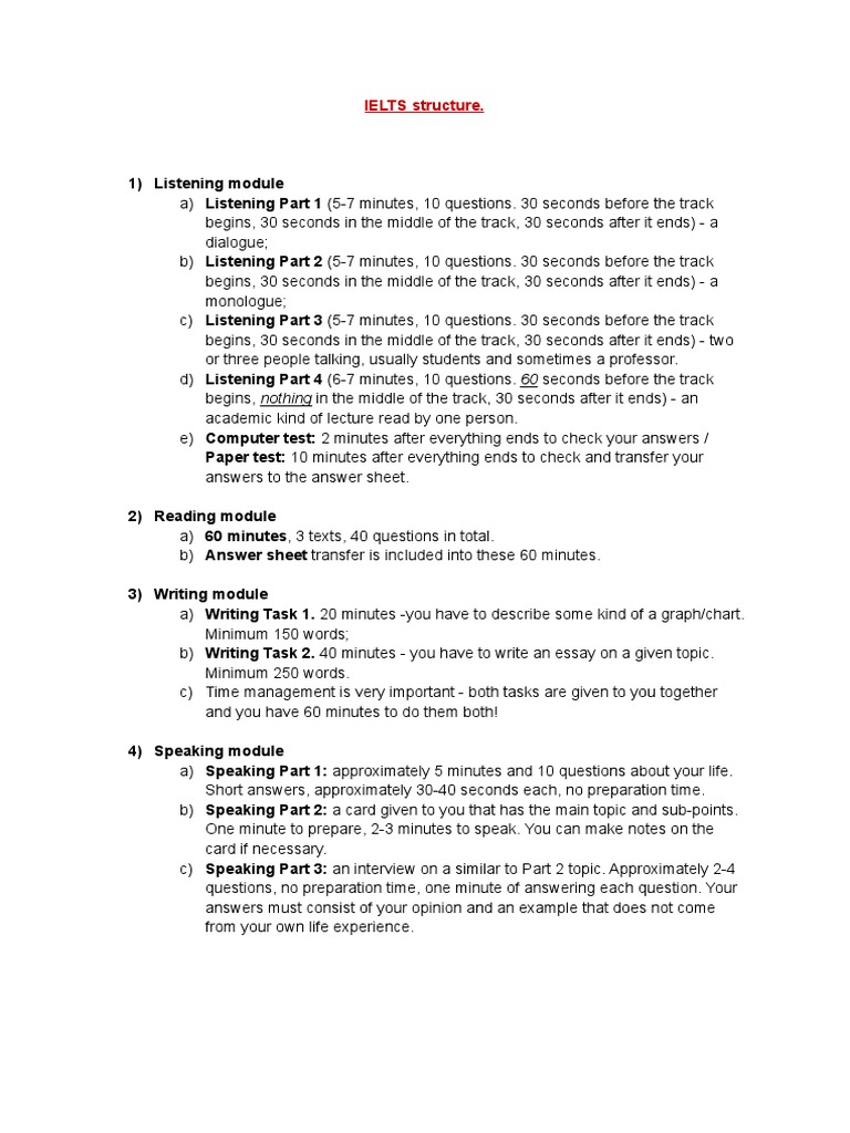 Ielts Structure Pdf