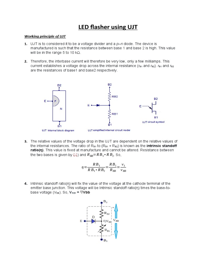 UJT-Based LED Flasher Circuit Guide | PDF | P–N Junction | Capacitor