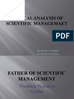 Critical Analysis of Scientific Managemaet: by Manuj Pareek by Mohit Sharma