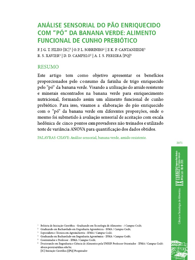5 Análise Sensorial Pão Pó Banana Verde PDF