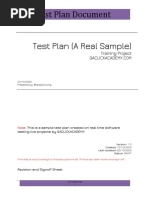 Test Plan Document Test Plan (A Real Sample) : Training Project