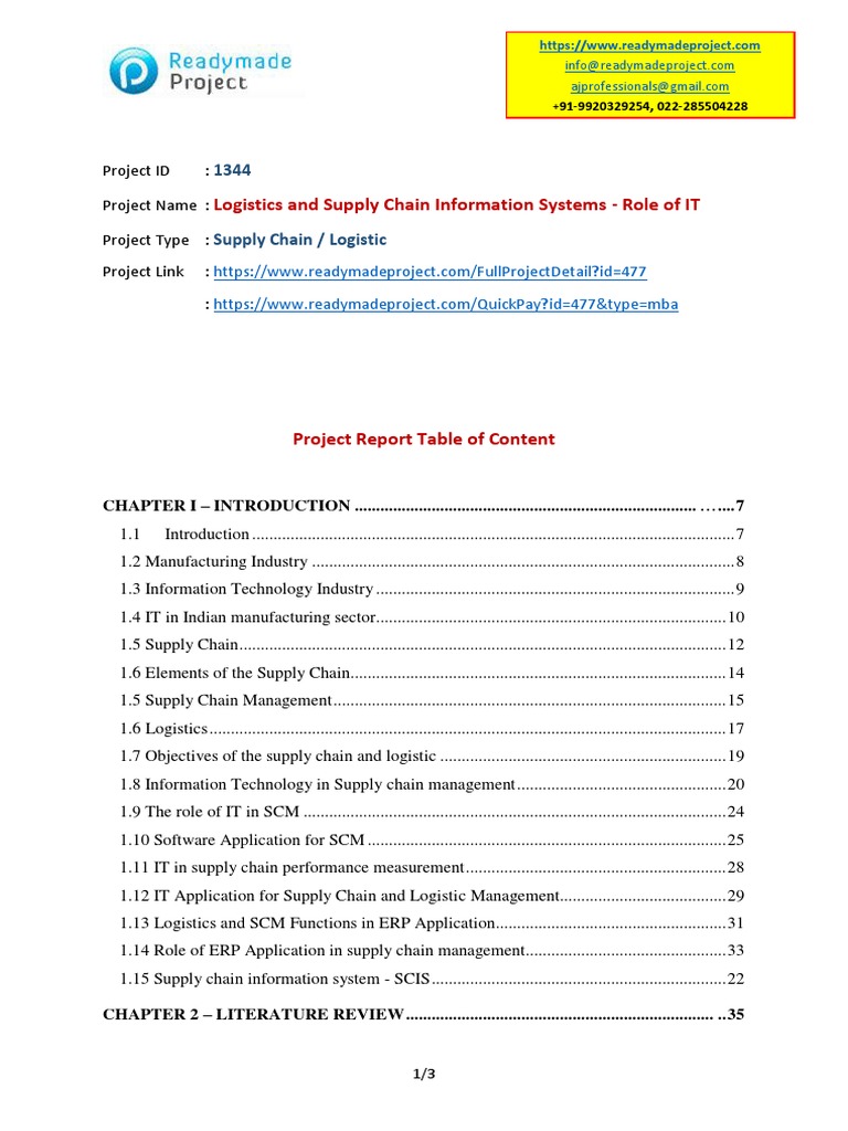 Logistics and Supply Chain Information Systems - Role of IT | PDF ...