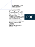 Subject - Mathematics,,Class-Ix Chapter-2 (Polynomials) Worksheet (Basic)