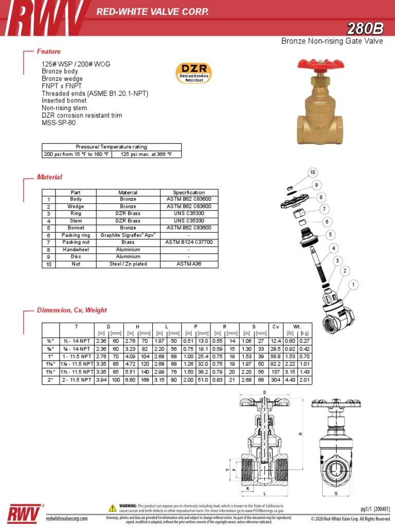 280B Válvulas RWV | PDF | Valve | Materials