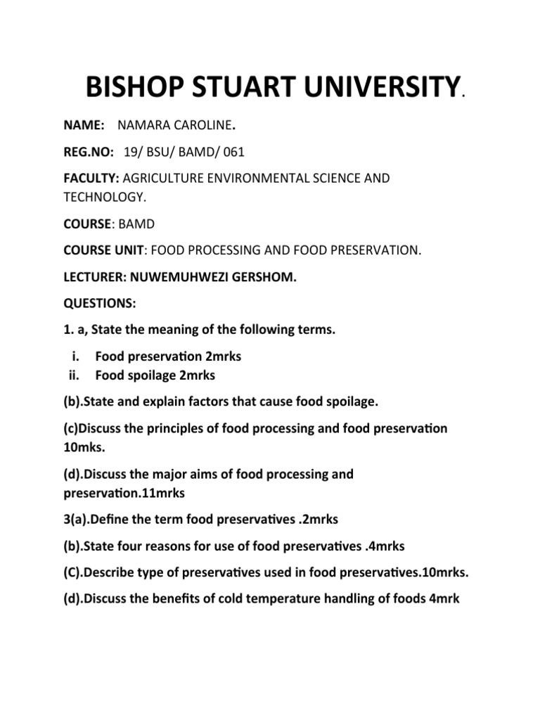 Carol Food Processing and Preservation PDF Food Preservation Foods