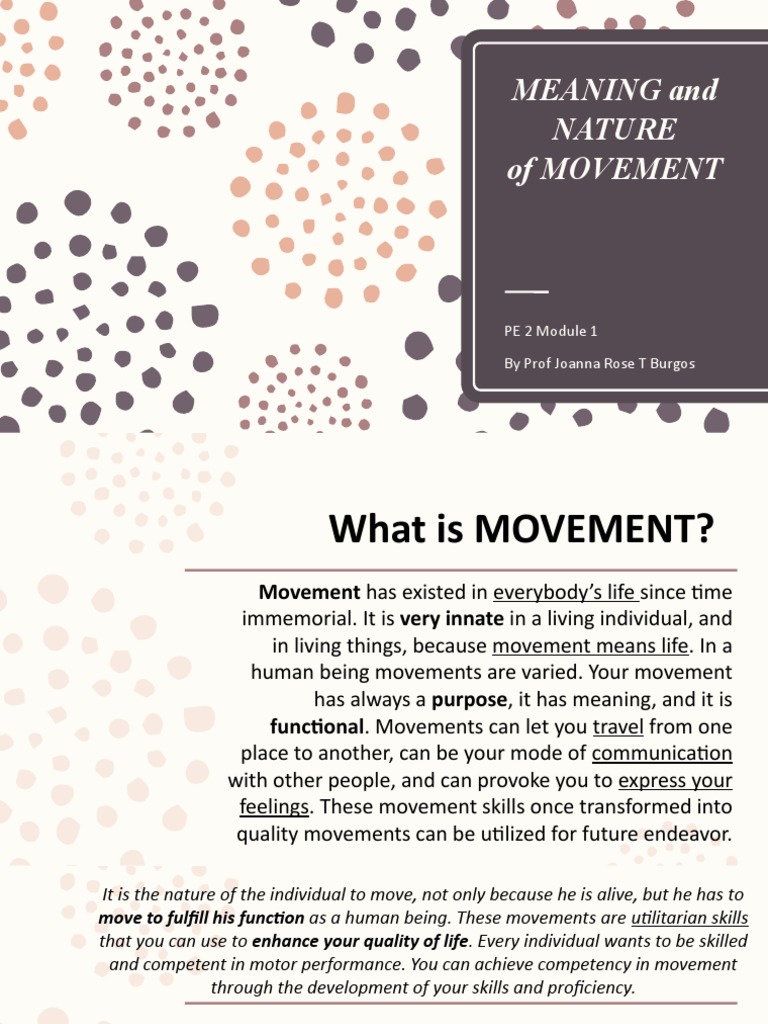 Nature of Movements | PDF | Human | Behavioural Sciences