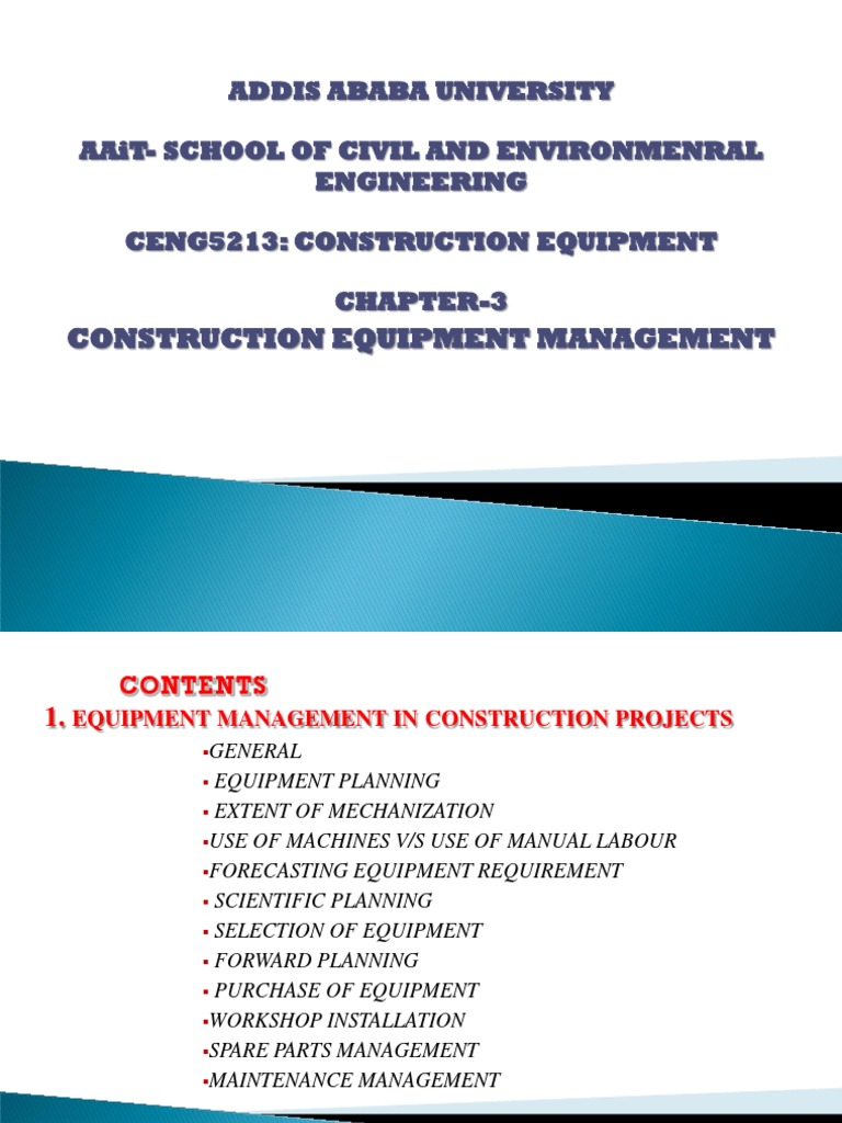 Chapter3 Construction Equipment Management PDF Depreciation