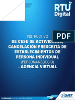 Instructivo de La Solicitud de Cese de Actividades Prescrito Persona Negocio en Agencia Virtual