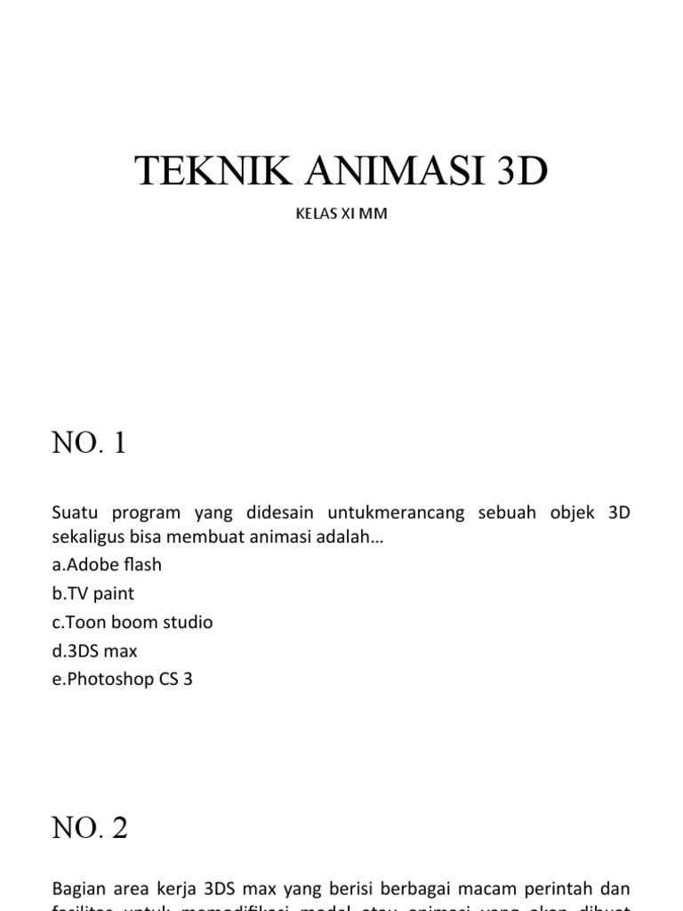 Teknik Animasi 3d Pdf