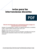 Criterios para Las Intervenciones Docentes