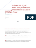 En Caso de Absolución El Juez Necesariamente Debe Pronunciarse Sobre La Pretensión Civil