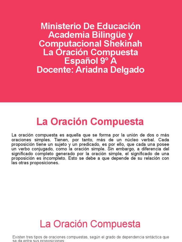 Tipos y Ejemplos de Oraciones Compuestas | PDF | Oración (Lingüística ...