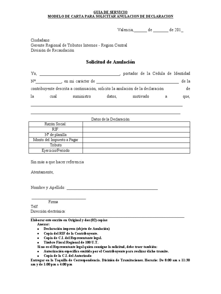 Formato de oficio de anulación PDF