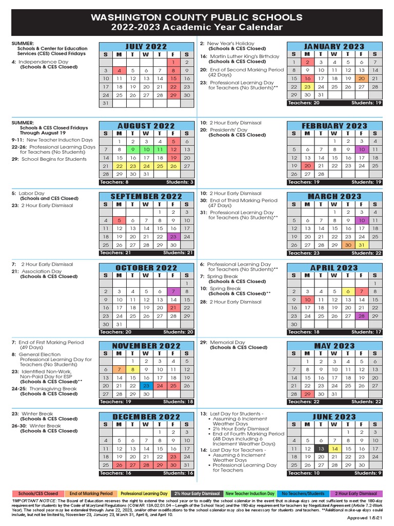 2022-2023 School Calendar - Updated 6-15-22 | PDF