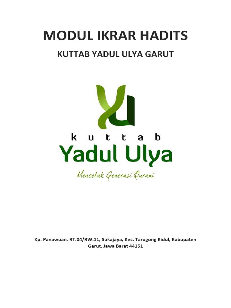 Panduan Hadits untuk Kuttab Yadul Ulya | PDF