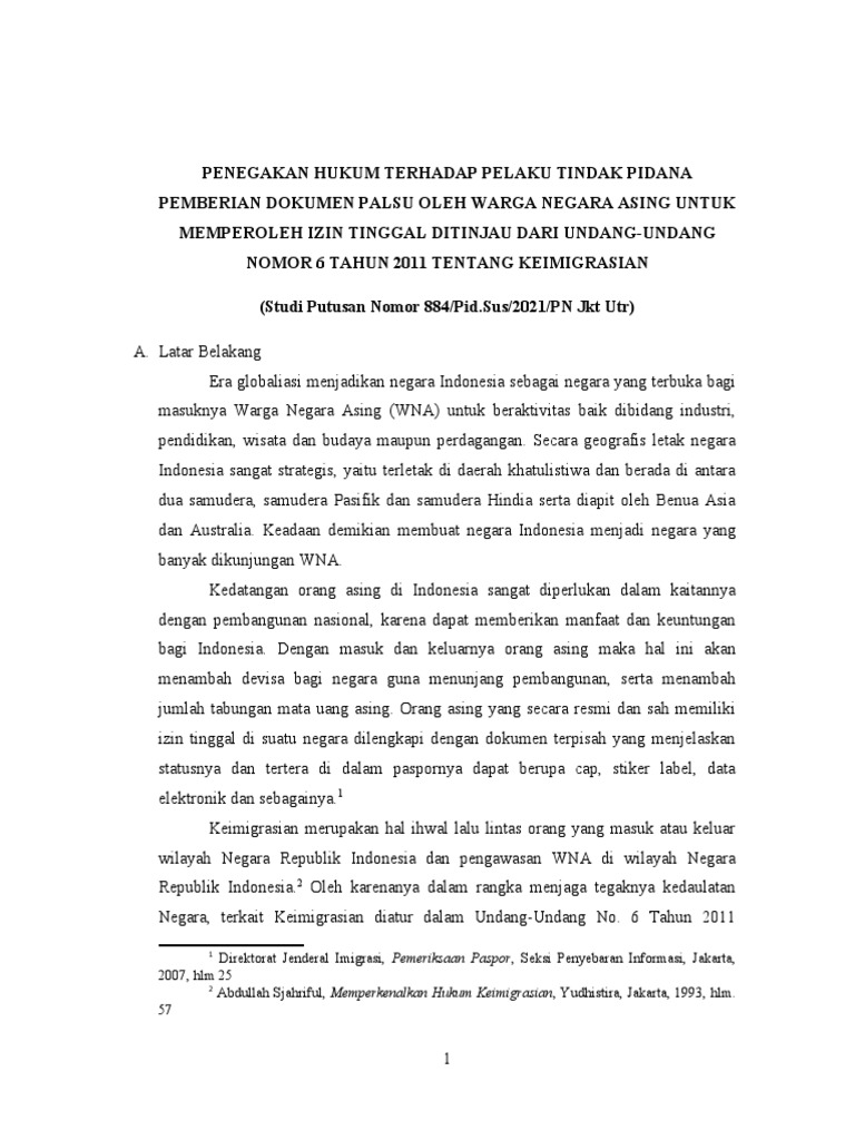 Outline Penegakan Hukum Terhadap Pelaku Tindak Pidana Pemberian Dokumen ...