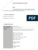 Especificación de Requerimientos Funcionales y No Funcionales