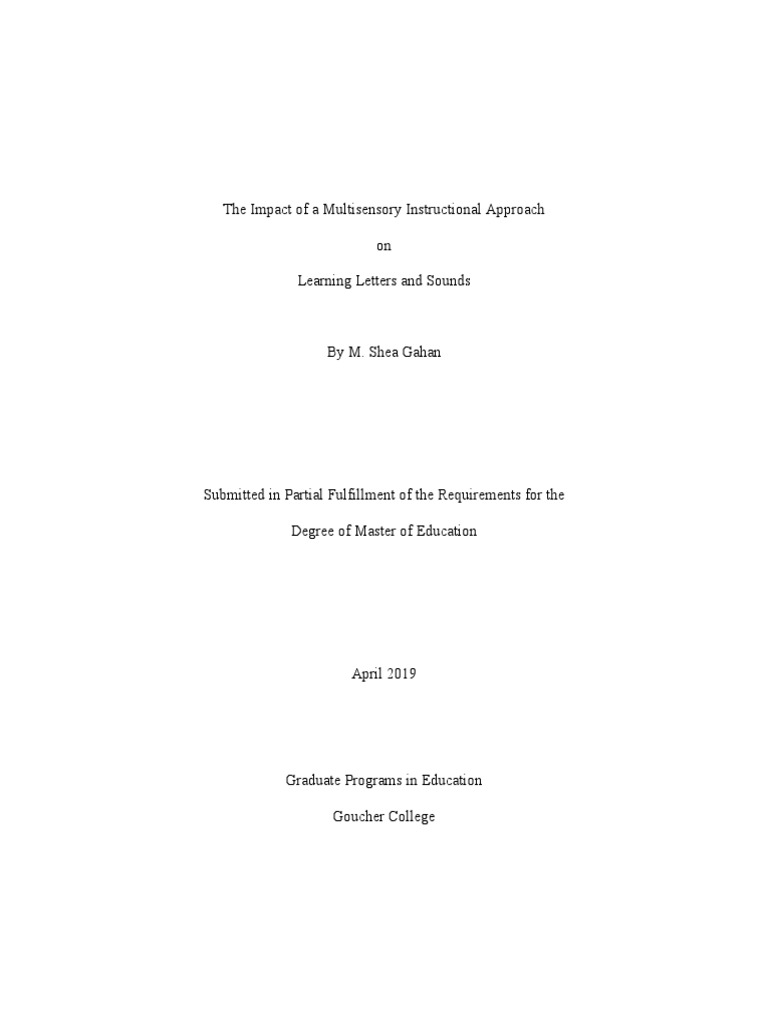The Impact of A Multisensory Instructional Approach. Gahan | PDF ...