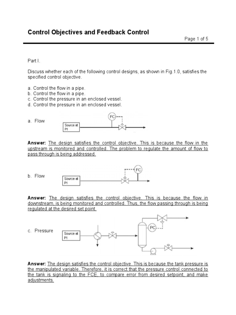 Control Objectives and Feedback Control PDF Control Theory Valve