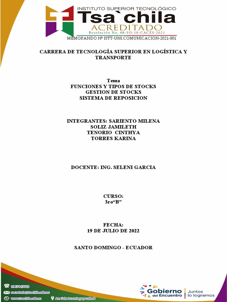 Funciones y Tipos de Stocks PDF Inventario Economias