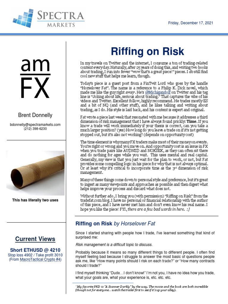 Risk Management in Trading: Time Factor | PDF | Derivative (Finance) |  Futures Contract