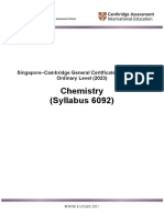 6092 Pure Chemistry Syllabus For O Level Exams in 2023