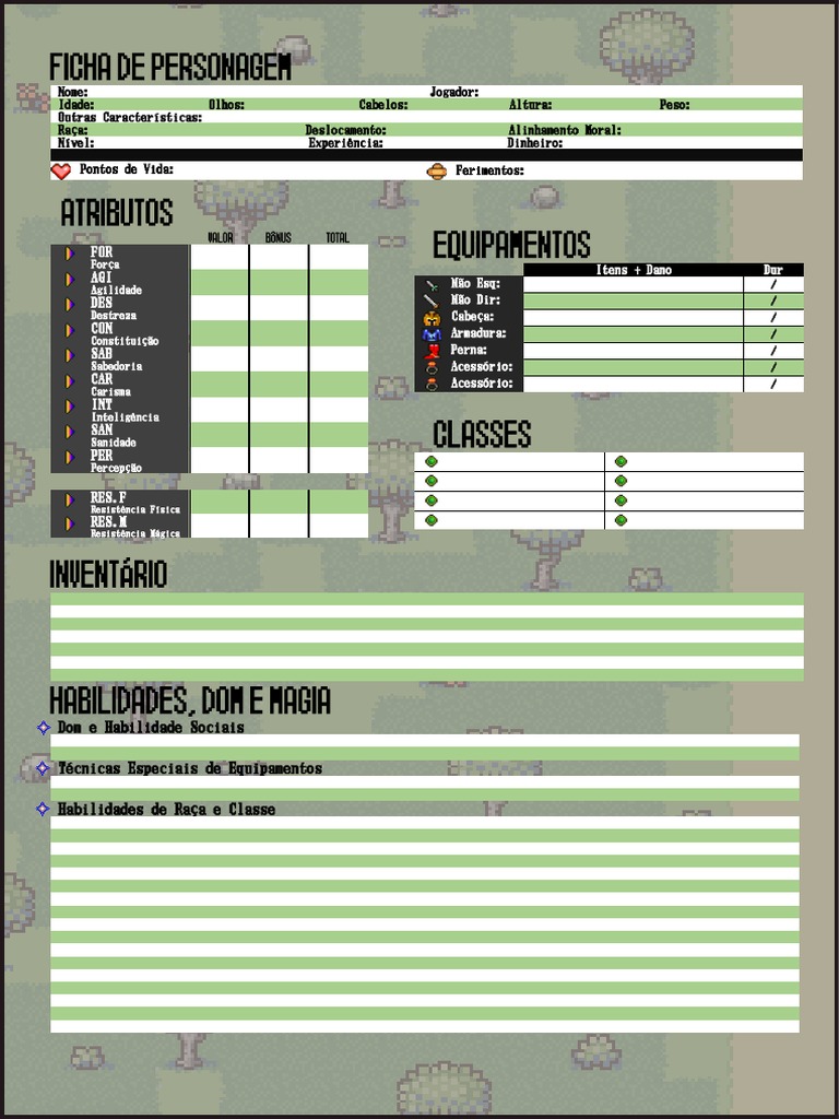 Ficha de Personagem RPG Simples PDF | PDF