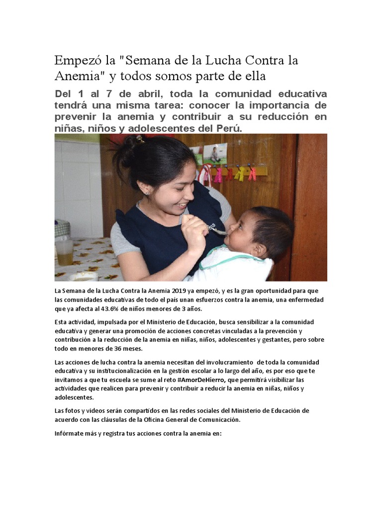 Lectura Lucha Contra La Anemia | PDF | Ciencias sociales | Estilo de vida