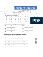 Ejercicios de Numeros Primos y Compuestos Para Cuarto de Primaria