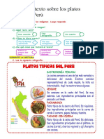 Ficha COM. Leems Un Texto Sobre Los Platos Típicos Del Perú
