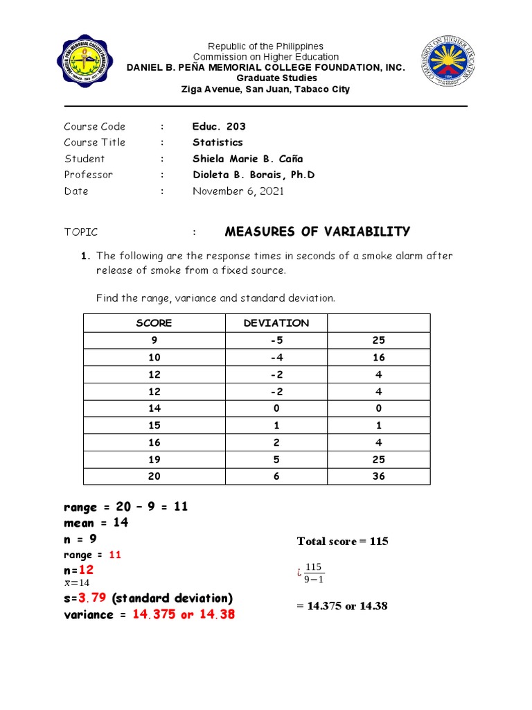 Measures of Variability in Statistics | PDF | Standard Deviation | Data ...