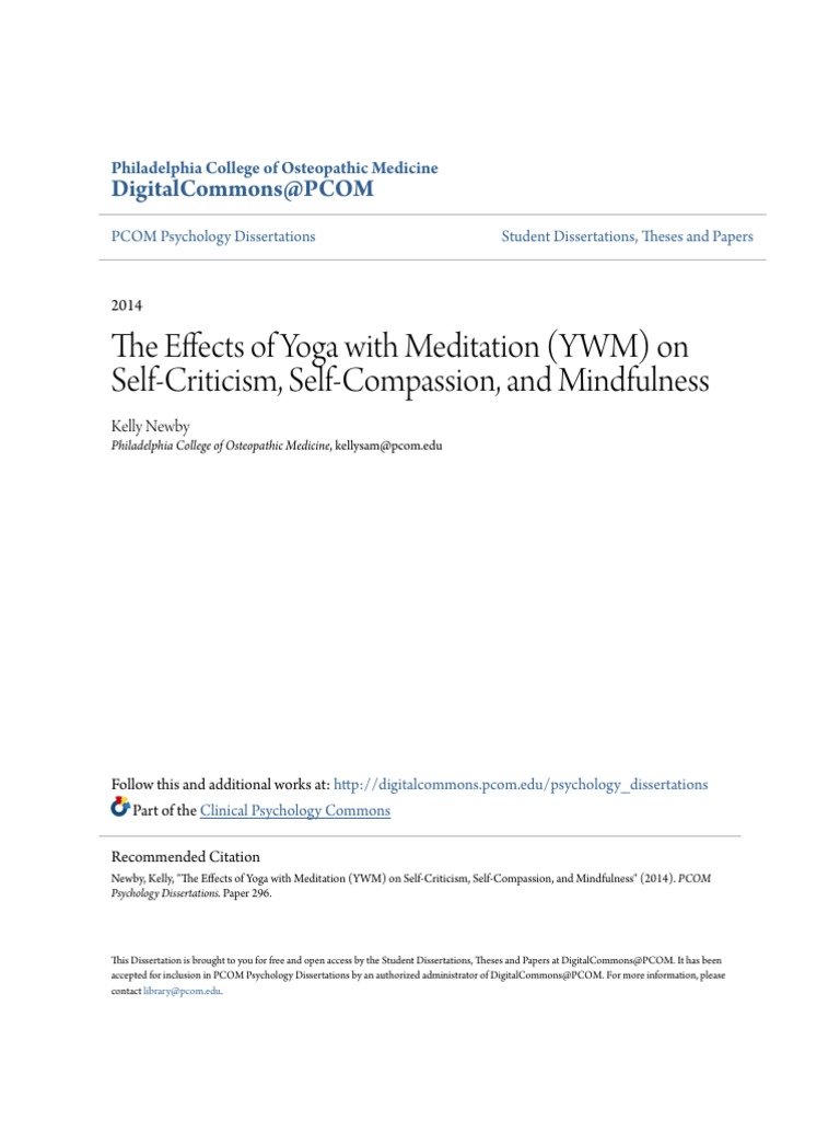 The Effects of Yoga With Meditation (YWM) On SelfCriticism Self PDF Mindfulness Self Esteem