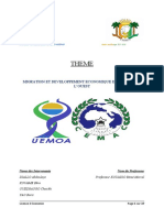 Migration Et Developpement Economique en Afrique de L'ouest