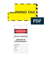 Warning & Danger Tag Depan