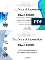 Certificate of Recognition: Liza C. Lorejo