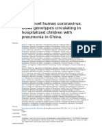 Two Novel Human Coronavirus OC43 Genotypes Circulating in Hospitalized Children With Pneumonia in China.