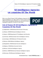 Names of All Intelligence Agencies of Countries of The World