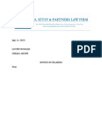 July 11, 2022 Gavino Rosales Cerlea Arcipe Notice of Celaring Dear