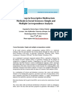 Workshop in Descriptive Multivariate Methods in Social Sciences: Simple and Multiple Correspondence Analysis