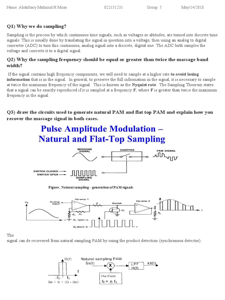 Q1) Why We Do Sampling? PDF Analog To Digital Converter Sampling