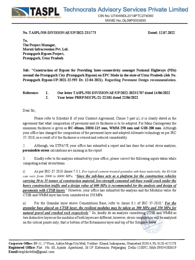 Pavement Design Recommendations for Pratapgarh Bypass | PDF | Road ...