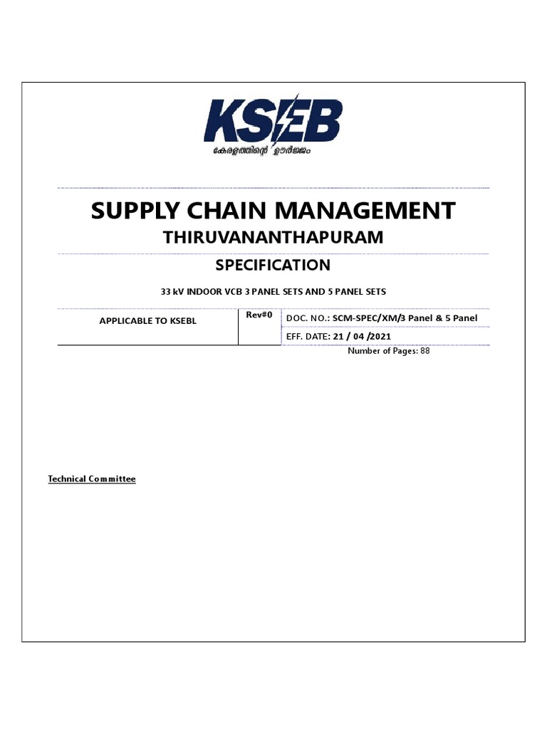33 kV Indoor VCB Panel Specifications | PDF | Transformer | Electrical ...