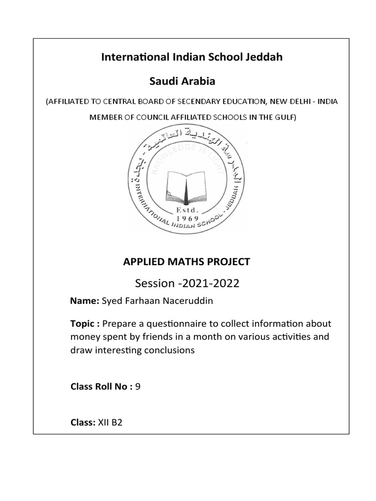 Student's Applied Maths Project | PDF