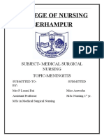 College of Nursing Berhampur: Subject-Medical Surgical Nursing Topic-Meningitis