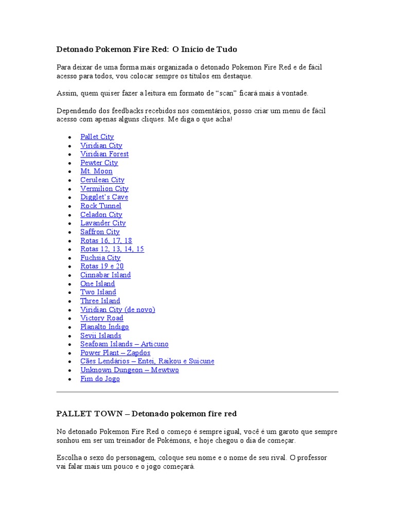 Detonado Pokemon Fire Red, PDF