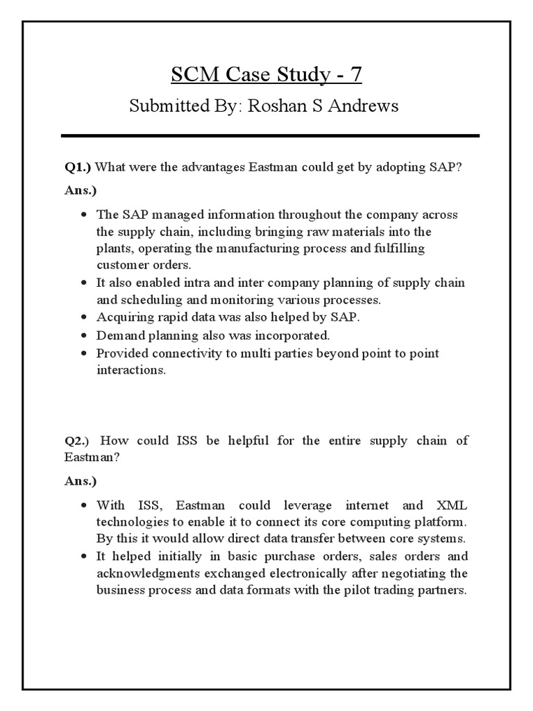 SCM Case Study - 7: Submitted By: Roshan S Andrews | PDF | Computers ...