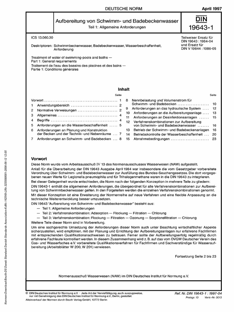 Din 19643-1 - 1997 | PDF