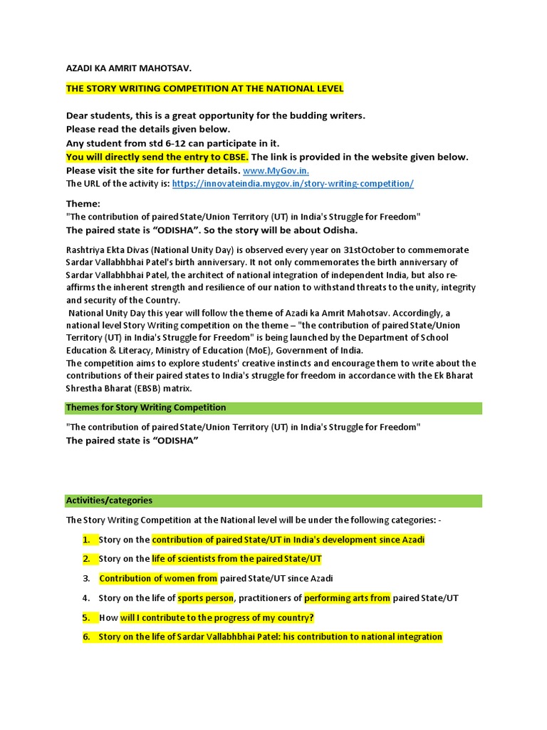 STORY WRITING COMPETITION Nov-Dec | PDF | Copyright
