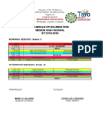 Schedule of Examination Senior High School SY:2019-2020: Morning Session: Grade 11