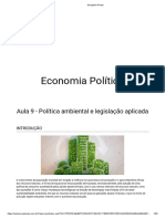 Economia Política: Aula 9 - Política Ambiental e Legislação Aplicada